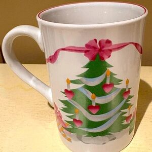 Vintage Sango “Home for Christmas” flat bottom coffee mugs.  Set of 4.